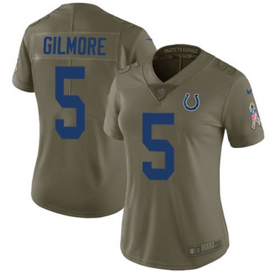Nike Indianapolis Colts #5 Stephon Gilmore Olive Women's Stitched NFL Limited 2017 Salute To Service Jersey